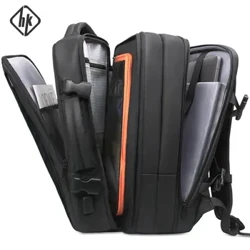 Backpack Busnes HK i Ddynion Gwrth-ladrad Gwrth-Ddŵr 15.6” Backpack Gliniadur Achlysurol Cynhwysedd Mawr Bag Teithio Estynadwy Taith Byr