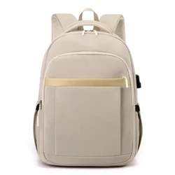 Ffasiwn Ffabrig gwrth-ddŵr neilon USB Codi Tâl Busnes Gliniadur Backpack Ysgafn Teithio Achlysurol Backpack Ysgol Backpack Mochila