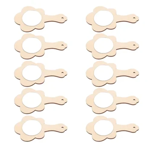 10 Stéck Kreativ DIY Holzspigel Onfäerdeg Holz Handheld Spigel Handwierksspigel fir Kanner Projeten Kanner Handwierk Aktivitéiten