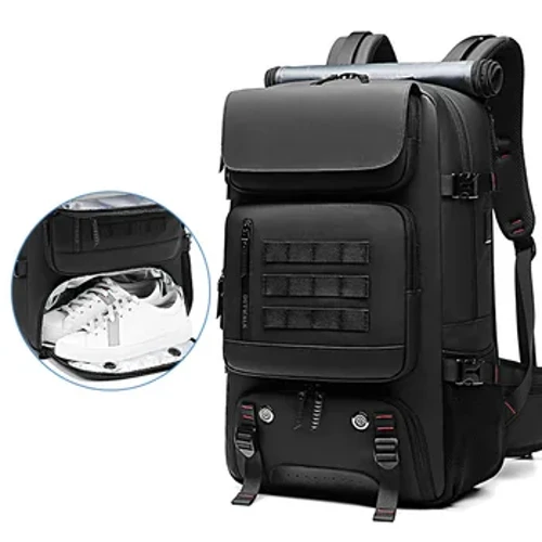 Men Teithio backpack gwrth-ddŵr 17 modfedd Gliniadur Busnes Backpack gyda Bag Esgidiau ar wahân USB codi tâl 50L yn yr awyr agored Heicio Backpack