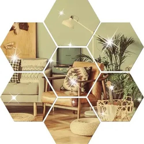 Nálepka na stěnu Hexagon 3D Mirror Vícebarevná DIY TV pozadí Nálepky do obývacího pokoje Dekorace na stěnu Ložnice Koupelna Domácí dekorace