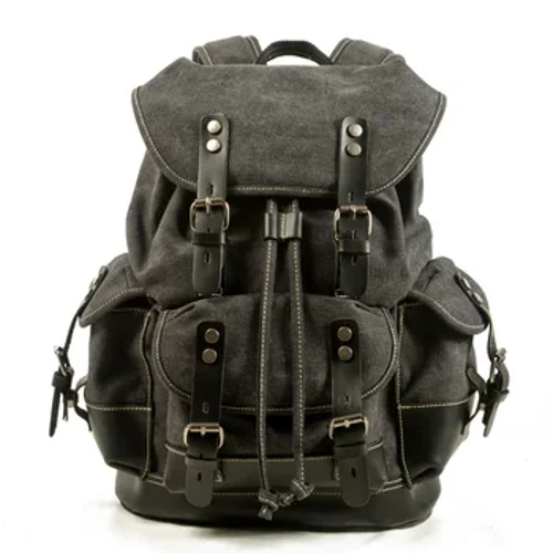 Mála mac léinn ócáideach gualainn lasmuigh na bhfear mála mac léinn mór-acmhainn taistil backpack mála dreapadóireachta leathair chanbhás