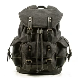 Männer Outdoor Schëller Casual Student Bag Grouss Kapazitéit Rees Rucksak Canvas Lieder Kloteren Sak