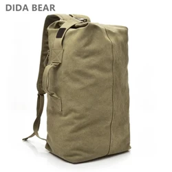 Mann Rees Rucksak Grouss Kapazitéit Mountaineering Hand Bag Héich Qualitéit Canvas Bucket Schëller Poschen Männer Rucksak