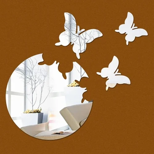 4pcs 3D Féileacán DIY Scáthán Balla Greamán Seomra Maisiúchán Greamáin Decal Baile Decor le haghaidh Seomraí Leapa Seomra Folctha Maisiú Seomra maisiúchán