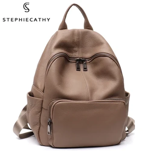 SC – sac à dos en cuir véritable souple pour hommes et femmes, grand sac à bandoulière polyvalent et décontracté, sac à dos d'école quotidien, voyage en peau de vache, multipoches