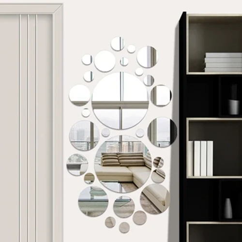 30x Hình Học Vòng Tròn Gương Dán Tường Nhà Nền Trang Trí Trang Trí Nhà Cửa 3D Phụ Kiện Âm Thanh Nổi Có Thể Tháo Rời Gương Tròn
