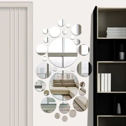 30x geometrinen ympyrän peili seinätarra Home Backoration Discoration Home Decoration 3D -lisävarusteet Stereo Irrotettava pyöreä peili