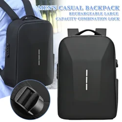 Erkekler Taşınabilir Rahat Sırt Çantası Büyük Kapasiteli Fermuar Sırt Çantası Güvenli Şifre Kilidi Su Geçirmez USB şarj portu ile Laptop Çantası