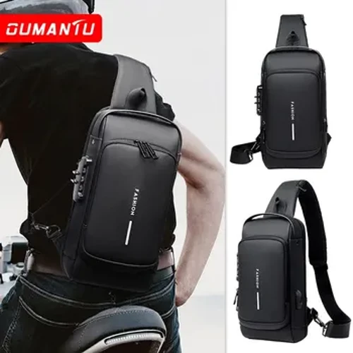 Pria Multifungsi Anti-Theft USB Tas Bahu Pria Crossbody Cross Body Perjalanan Selempang Dada Tas Paket Messenger Pack untuk Pria