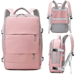 Reiserucksack für Frauen, große Kapazität, wasserdicht, diebstahlsicher, lässiger Tagesrucksack mit Gepäckgurt und USB-Ladeanschluss, Rucksäcke