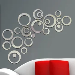 2022 Sticeri Wal Acrylig Drych Ystafell Fyw Sticeri Drych 3D Personol Cylch Tu Mewn Addurno Cartref DIY Cefndir