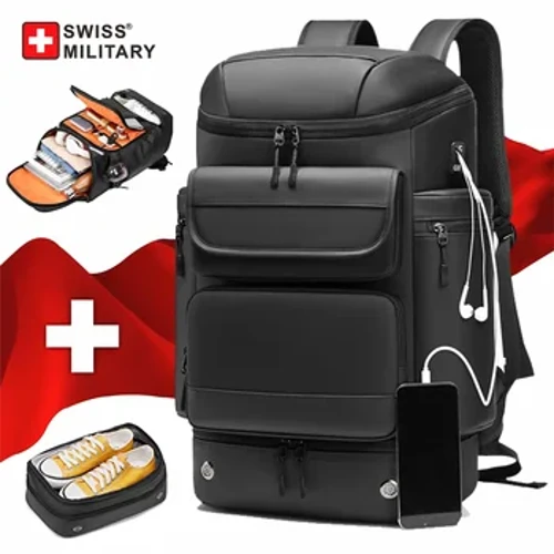 SWISS MILITARY Férfi nagy kapacitású utazási hátizsák kültéri divatos sporttáska vízálló laptop hátizsák cipőtáskával mochilas