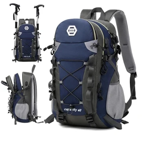 Backpack teithio awyr agored 40L, backpack heicio chwaraeon gwrth-ddŵr, ysgafn, gallu mawr, sach gefn gwersylla i ddynion a menywod