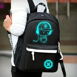 Dạ Quang Máy Tính Laptop USB Ba Lô Nam Túi Áo Âm Nhạc Bé Trai Sinh Viên Trường Túi Nam USB Ngoài Trời Chống Nước Ba Lô Mochila