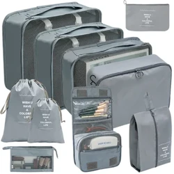 7/8/9/10 st Set Researrangör Förvaringsväskor Resväska Packning Kuber Set Fodral Portabelt Bagage Kläder Sko Prydlig påse Vikbar