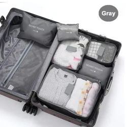 6 st Resekläder Förvaringsväskor Set Bärbar Bagage Organizer Resväska Påse Påse Packning Kub För Skor Packning Kläder