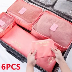 6 Chiếc Du Lịch Tổ Chức Túi Bảo Quản Bộ Quần Áo Ngăn Nắp Tủ Quần Áo Vali Túi Ốp Lưng Giày Đóng Gói Khối Lập Phương Túi Nhà Bảo Quản