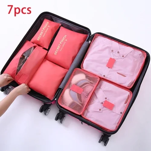 6/7 Pcs Lipat Bagasi Perjalanan Tas Penyimpanan Set Kemasan Kubus untuk Koper Lemari Pakaian Sepatu Penyimpanan Organizer Tas Travel