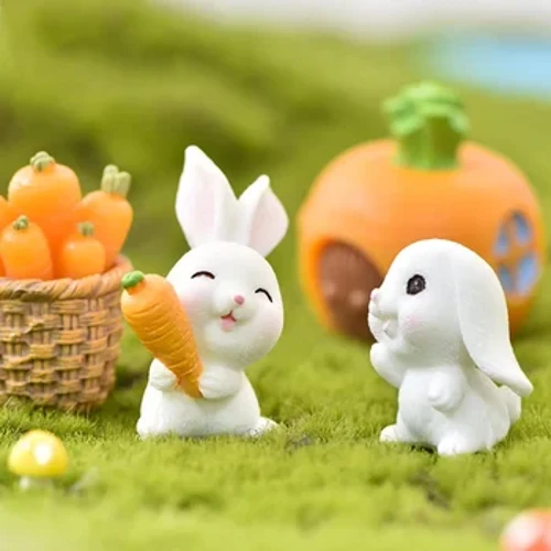 7/1pc Cute Rabbit Bunny Apaingarri Erretxina Etxeko Mini Bunny Miniaturazko Figurin Miniaturazko Paisaia Dekorazioa Etxeko Pazko Dekorazioa