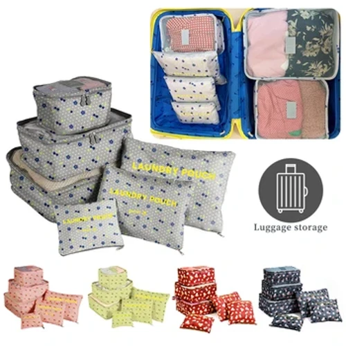 6pcs Gosod Dillad Teithio Bagiau Storio Cludadwy Trefnydd Bagiau Bag Cês Pacio Ciwb Plygadwy Esgid Cwdyn Taclus Gwerthu Poeth