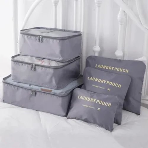 Bộ 6 Túi Đựng Đồ Du Lịch Bộ Quần Áo Ngăn Nắp Nhà Tổ Chức Tủ Quần Áo Vali Túi Unisex Đa Năng Đóng Gói Túi Lập Phương Bộ Du Lịch
