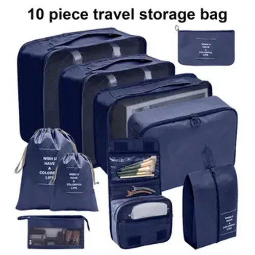 10 st/set Bagageförpackningsorganisatörer Stor kapacitet Vattentät Multipurpose Resekläder Sko Kosmetiska väskor Packningskuber