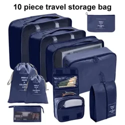 10Pcs/Set Gepäck Verpackung Organisateuren Grouss Kapazitéit Waasserdicht Multipurpose Rees Kleeder Schong Kosmetesch Poschen Verpackung Cubes