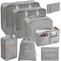 8st Resväska Kläder Sko Organizer Stor kapacitet Polyester Resväska Bagage Packning Organizer Toitetrybag Packing Cube