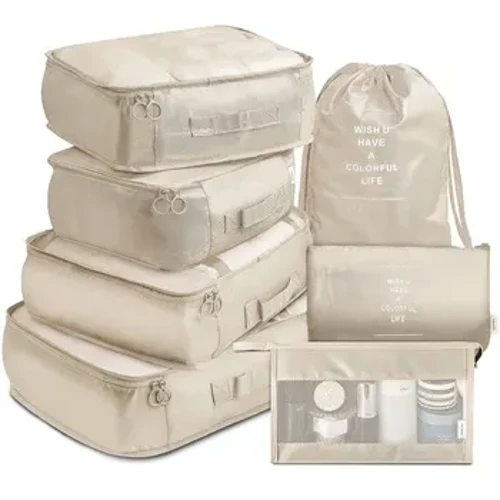 7PCS Set Travel Storage Bag Koffer Organizer Portable Gepäckverpackung Cubes Waasserdicht Wäschbeutel Kleederlagerung Fir Fraen