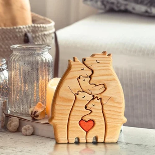 Bear personalizado FIGURA FAMILIA REGALO DE ARTE DE MADERA PARA FAMILLA DE CASA DE CASA DE CASA DE CASA DE CASA Regalos de cumpleaños para la madre para mamá
