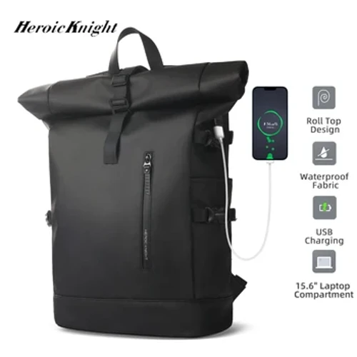 Mochila de viaje para hombre Heroic Knight, bolso para portátil expandible de 15,6 pulgadas con puerto USB, mochila enrollable impermeable, Mochilas de ocio