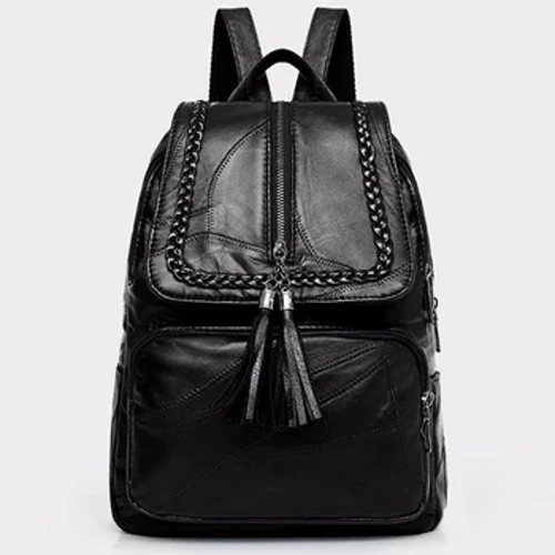 2024 Frauen-PU-Leder-Rucksack-Schulbeutel Klassiker Schwarz wasserdichtes Travel Multifunktions-Umhängetasche Rucksack Rucksack