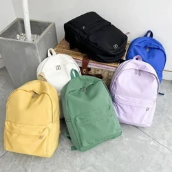 Ba lô du lịch màu trơn không thấm nước dung tích lớn Ba lô du lịch Túi đi học nữ đơn giản