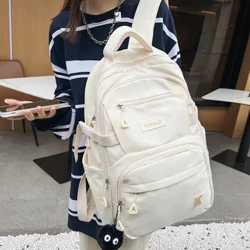 JOYPESSIE Ffasiwn Arddegau Bag Llyfr gwrth-ddŵr ar gyfer Merched Ysgol Uwchradd Bechgyn Bag Ysgol Nylon Backpack Du Merched Laptop Mochila