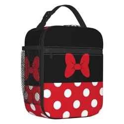 Nā ʻeke ʻai ʻai ʻo Minnie Thermal Insulated Lunch Wahine Animated Polkadots Tote ʻAi ʻAi no ka pahu meaʻai nui no waho.