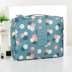 Bolsa de maquiagem portátil para viagem, grande capacidade, feminina, organizador de produtos de higiene pessoal, multifuncional, à prova d'água