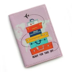 Porta pasaporte de cuero PU, estuche para pasaporte, porta documentos de viaje, billetera para tarjetas de identificación para mujer