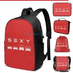In đồ họa S3XY Tesla - Model S, Model 3, Model X, Model Y USB Sạc Ba Lô Nam Đi Học Túi Nữ Túi Laptop Du Lịch Túi