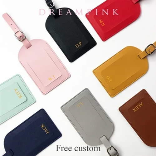 Personaliseer initialen bagagelabel aangepaste letters mannen vrouwen koffer naamplaatje PU vliegtuiglabels graveren logo reisaccessoires