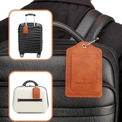PU leather luggage tag na may anti loss wire rope loop at built-in na privacy protection cover, na angkop para sa mga bagahe at travel bag