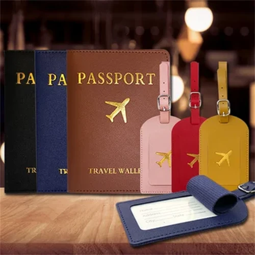 Etichetta per bagaglio portatile in pelle PU Etichetta identificativa per valigia Etichetta per bagaglio Etichetta per borsa Nome ID Indirizzo Titolare Carta per passaporto di viaggio