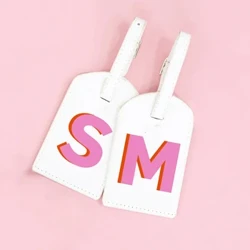 I-Shadow Monogram Luggage Tag PU Isikhumba Se-Suitcase Umthwalo Isikhwama Sokuhamba Isikhwama Sokuhamba Ilebula I-suitcase Umaka Welebula ye-Suitcase