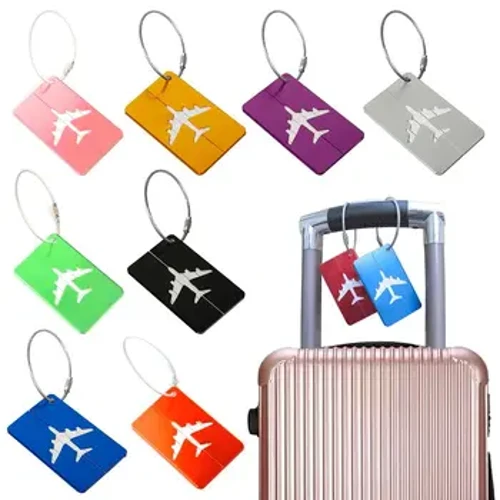 Etichete din aluminiu pentru bagaje de călătorie Etichete reutilizabile pentru valiză Etichete pentru bagaje Etichete pentru valiză de vacanță ID geanta de călătorie Identificator avion cu funii