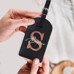 Personalisasi Awal karo Jeneng Monogram Bagasi Tag Kulit PU kanggo Koper Bagasi Tag Tas Travel Tag Label Label Hadiah Paling apik