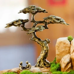 I-Brass Welcoming Pine Tree Miniature Figurine Copper Faux Tree Decor ye-Bonsai Tree Statues Imihlobiso Encane Yendawo Yendawo