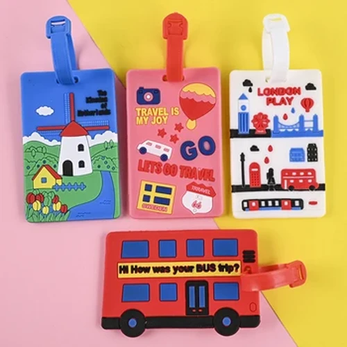 Etichetă de bagaje din PVC, din silicon moale, etichetă de îmbarcare cu desene animate, valiza de bagaje creativă Suport pentru adresă de identitate Etichetă de îmbarcare Etichetă portabilă de zbor