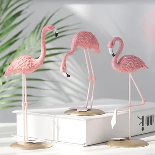Resin Nordic Style Flamingo Figurine Sanamu Fairy Garden Sebuleni Ofisi ya Harusi Pambo la Harusi Mapambo ya Nyumbani Vifaa vya Mapambo