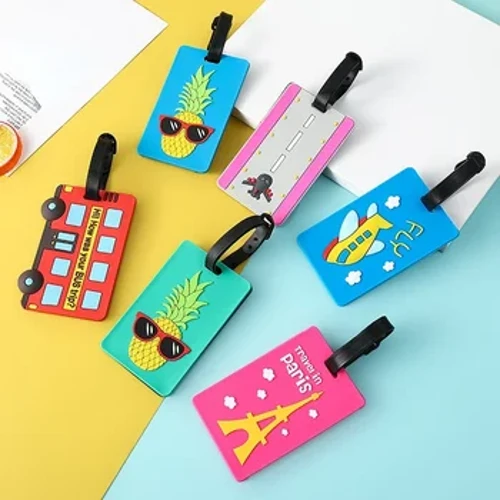 Silicone Cartoon Cute Bargage Tag სამოგზაურო ჩემოდანი ჩანთა მისამართი მფლობელი თვითმფრინავის ნიმუში ბარგის ეტიკეტი სამოგზაურო აქსესუარები