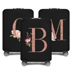 Luggage Case Suitcase Protective Cover Rose Gold Letter Name Pattern ng Travel Elastic Luggage Dust Cover Apply 18-32 Suitcase